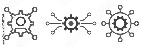set technology techno cog gear core website webpage homepage web development icon. vector illustration