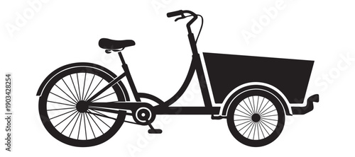 Cargo Tricycle Bicycle Silhouette Delivery Transport Vector Icon