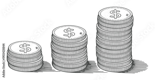 Stacked Dollar Coins Illustrating Financial Growth and Wealth Accumulation