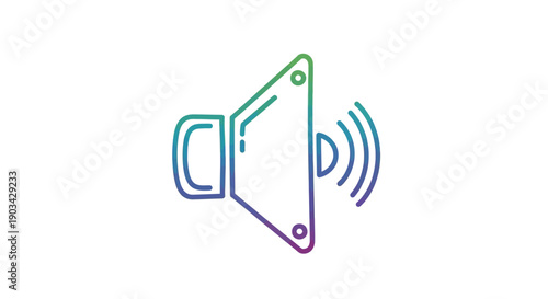 A vibrant gradient speaker icon emitting sound waves representing audio playback and communication