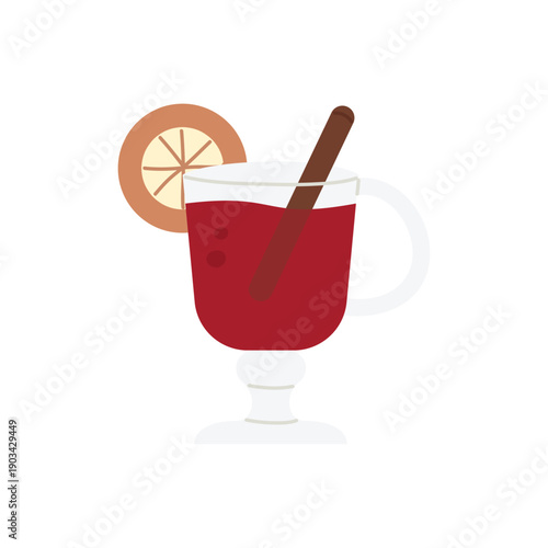 Christmas mulled wine. Traditional winter warm beverage flat vector illustration