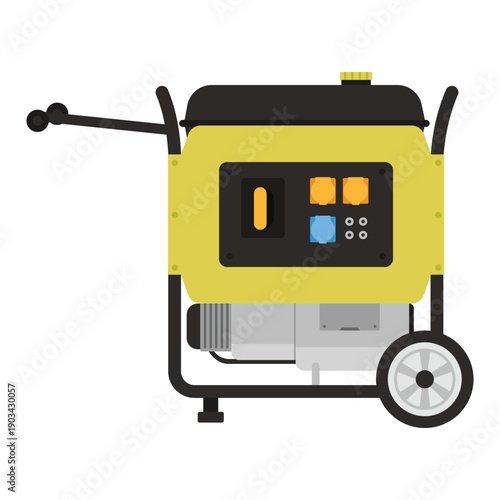 Electric generator alternator. Portable gasoline generator, industrial power generator cartoon vector illustration