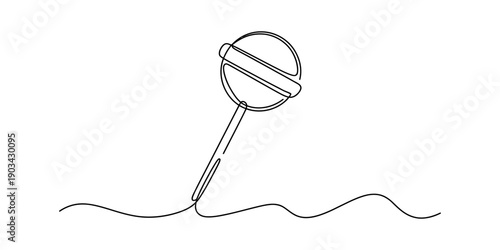 Minimalist continuous line drawing of a sweet lollipop on a white background. Vector, illustration