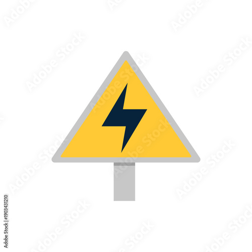 High voltage warning sign. Electrician tools, electrician supplies flat vector illustration