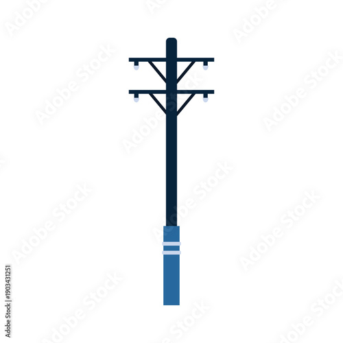 Electricity high voltage poles. Electrician tools, electrician supplies flat vector illustration