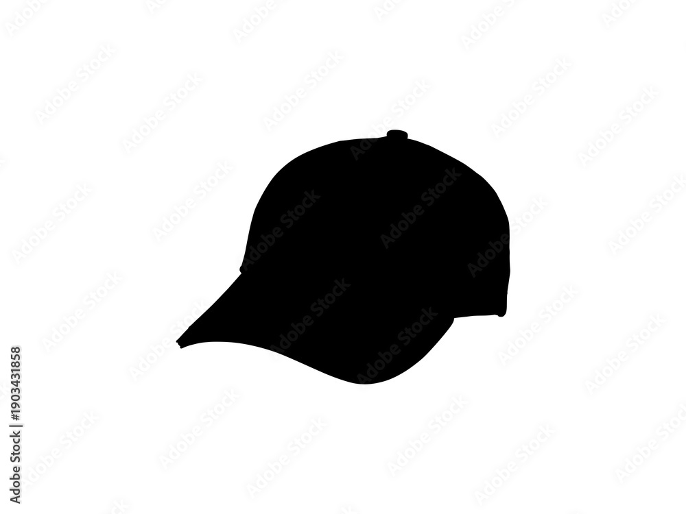 Fototapeta premium Black Silhouette of a Classic Baseball Cap