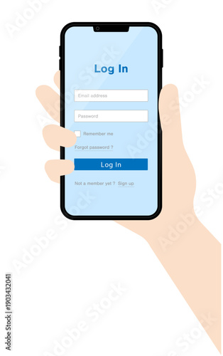 スマートフォンでWEBサイトにログインする操作画面