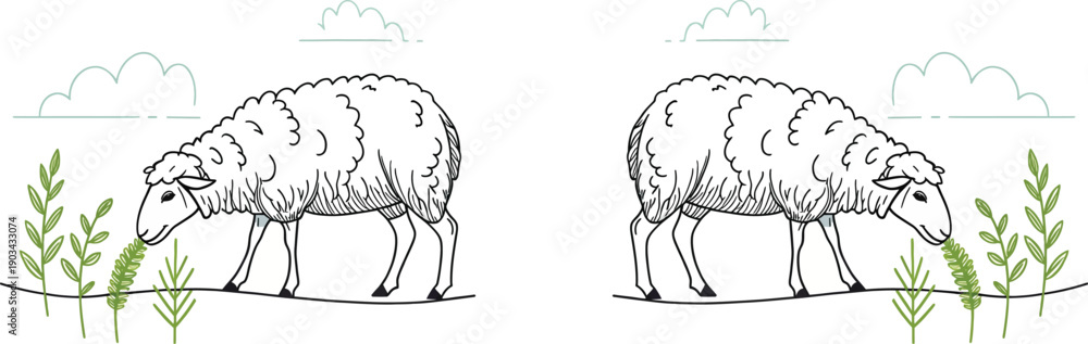 Obraz premium Stereoscopic illustration of two identical waterfall scenes isolated on transparent background
