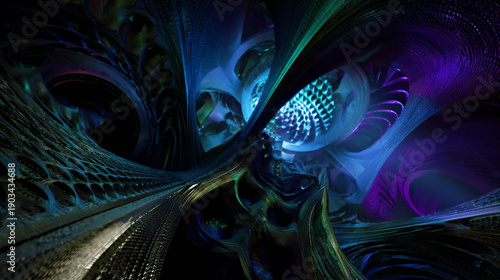 gigantic sentient architectural entity in hyperbolic fractal space, neon iridescent multidimensional architectural humanoid titan, higherdimensional cosmic megastructure being in hyperspace