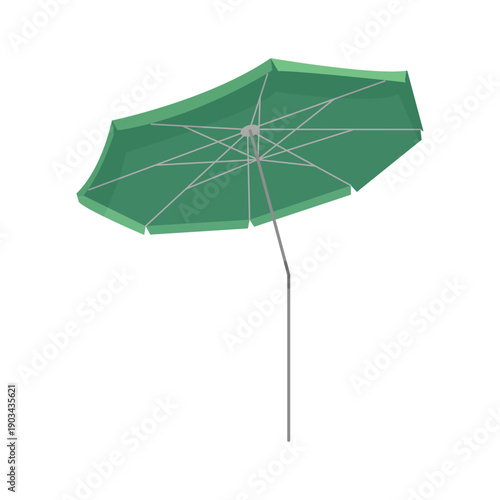 Sand summertime umbrella. Beach sunbathing tools, sea umbrella instrument cartoon vector illustration