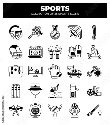 Collection of 25 Sports Icons. A Visual Guide to Various Athletic Activities