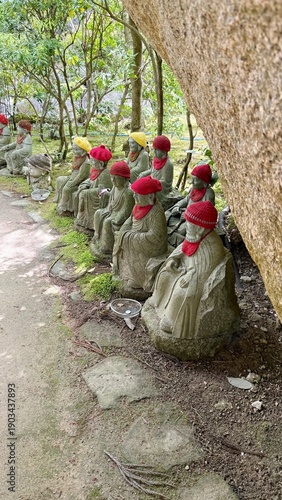 Small stone statues of Jizo in Japan