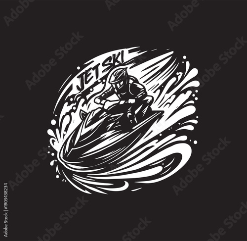 jetski line art logo