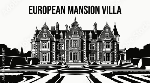 historic european mansion villa architecture building reflecting classic luxury residential property real estate design with ornate exterior construction in urban heritage landscape