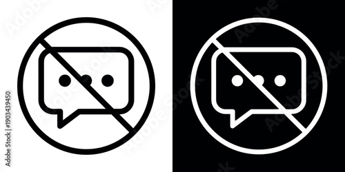 No Speak icon concept with flat Black White Background. Vector illustration. No Speak icon for app or web