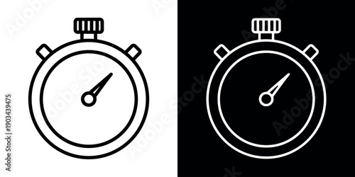 Stopwatch icon concept with flat Black White Background. Vector illustration. Stopwatch icon for app or web