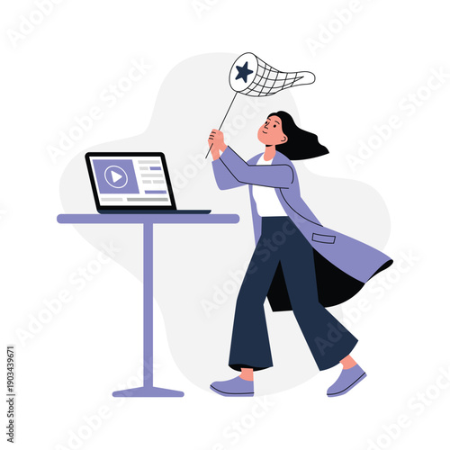 A trendy flat illustration of startup marketing outreach and business growth strategy