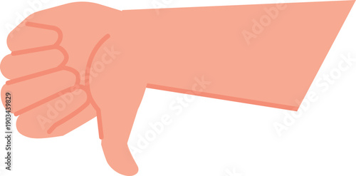 Downvote gesture symbol. Thumb down color icon