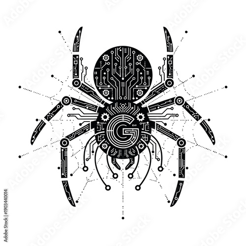 google crawler spider minimal vector silhouette illustration 