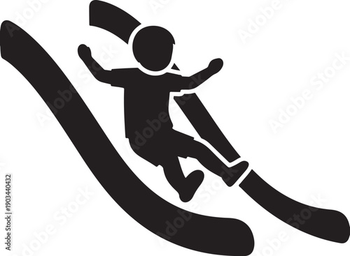 A person is sliding down a steep slope on a snowboard. isolated on white background, illustration
