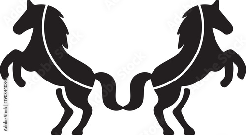 Two horses gracefully running through a lush green field side by side