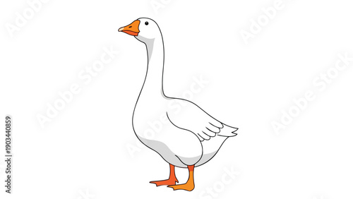 Elegant white goose vector graphic with distinctive orange beak and feet, a simple avian design