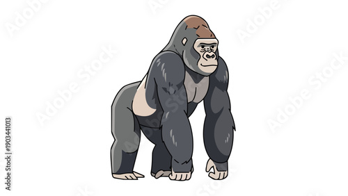 Distinctive cartoon gorilla illustration standing confidently, portraying strength and gentle nature.