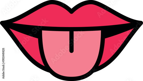 Mouth color icon. Human lips and tongue symbol