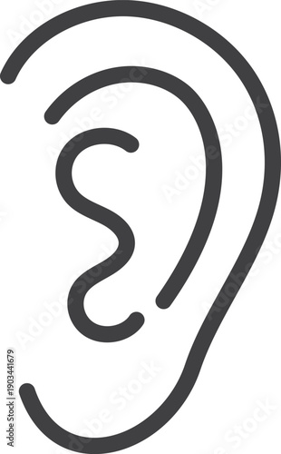 Hear and listen sign. Human ear line icon