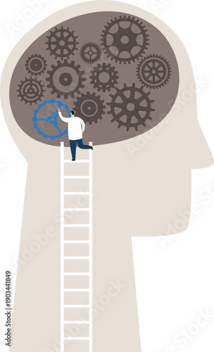 Mind problem solution. Psychologist study brain inside