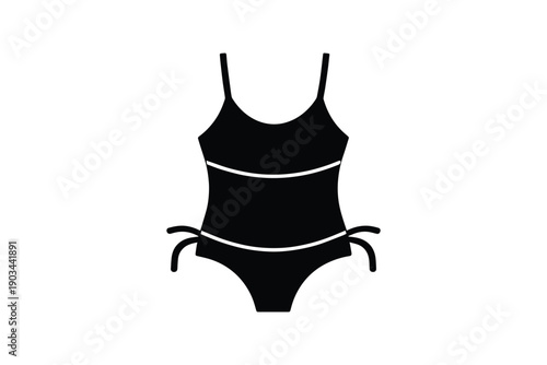 Onepiece swimsuit silhouette for women beachwear fashion isolated on white background stylish summer clothing