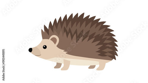 A delightfully amiable cartoon hedgehog, depicted with soft brown quills and a sweet expression, presented in a clean, vector-style image on a pure