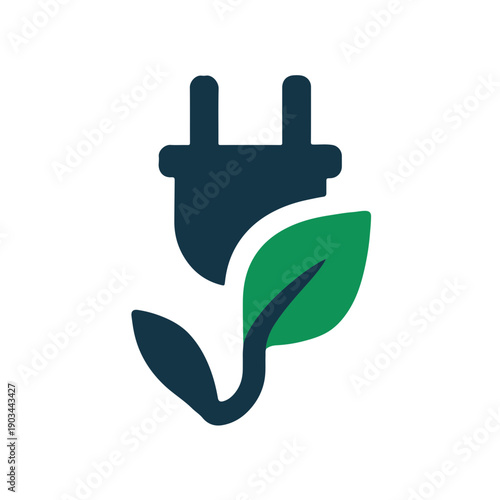 Sustainable Energy Leaf Plug Icon