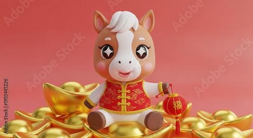 chinese new year horse on white background