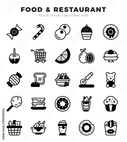 Food and Restaurant Icon Bundle 25 Icons for Websites and Apps