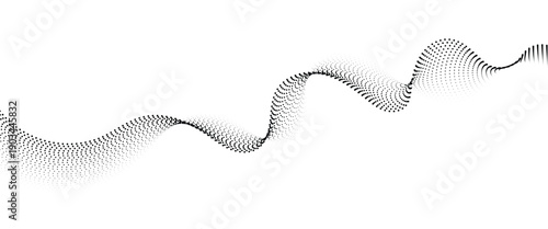 Flowing Dot Wave halftone gradient pattern on transparent background	
