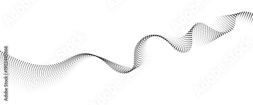 Flowing Dot Wave halftone gradient pattern on transparent background	

