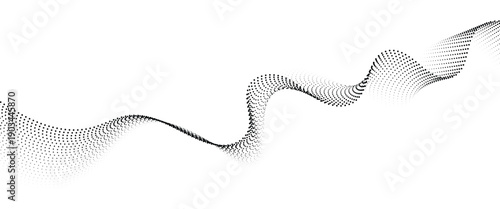Flowing Dot Wave halftone gradient pattern on transparent background	
