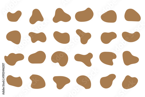 Organic amoeba blob shape vector illustration set Abstract irregular form Flat style Fluid for design and paint Simple amoeba shape Asymmetric spot Clipart of bubble blotch, deform drip