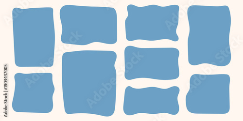 Doodle curvy frame organic wavy shape with abstract text box and cloud or playful blob for random form. Simple squiggly uneven blot and badge element through oval amoeba graphic with black