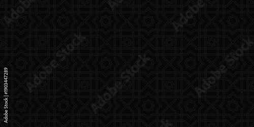 Black seamless pattern vector design. Geometric pattern design in black background. Suit for fabric design, tile, and others