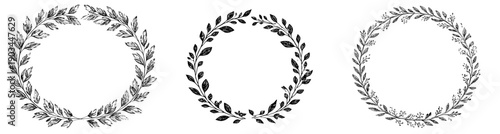 Monochrome Floral Laurel Wreath