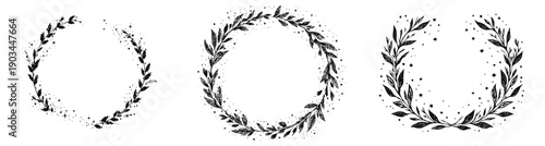 Monochrome Wreath of Laurel, Whimsical Floral Artistry.