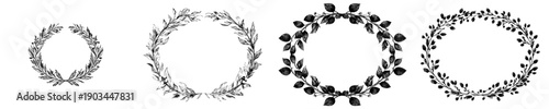 Elegant Black and White Laurel Wreath