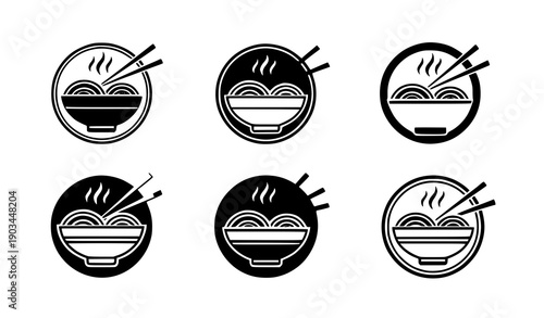 Creative ramen noodle bowl logo collection premium vector