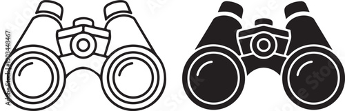Two pairs of binoculars with different lens designs and features. isolated on white background, illustration