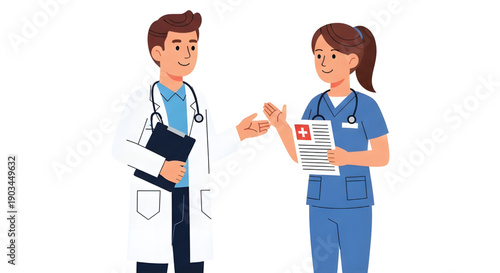 Vector of doctors and nurses in health care