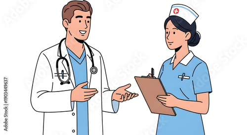 Vector of doctors and nurses in health care