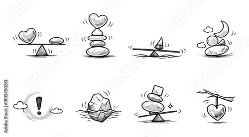 Zen stones and symbols in balance art
