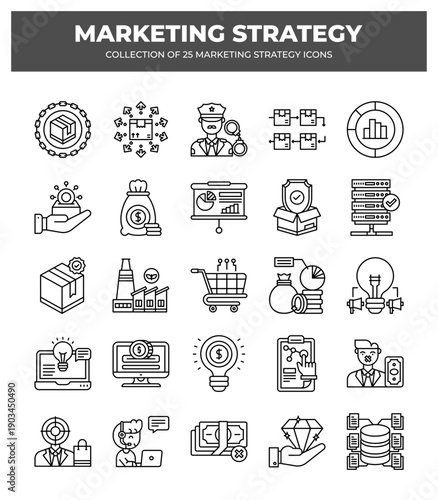 Collection of 25 Marketing Strategy Icons: A Visual Guide to Business Growth